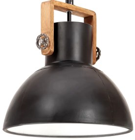 vidaXL Candeeiro suspenso industrial redondo 25 W 40 cm E27 preto
