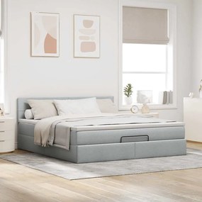 Estrutura de cama otomana com colchão 180x200 cm cinzento claro