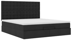 Estrutura de cama otomana com colchão 160x200 cm tecido preto