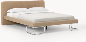 Cama estofada em bouclé com pernas de metal Olina