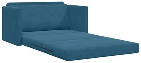 Sofá de chão-cama 2 em 1 Azul 124x204x61 cm Veludo