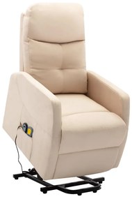 vidaXL Poltrona de massagens tecido cor creme