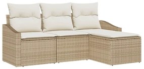 Conjunto de Sofás de Jardim 4 Peças com Almofadas - Rattan Polímero Be