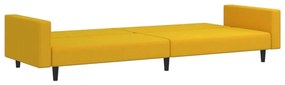 Sofá-cama de 2 lugares veludo amarelo
