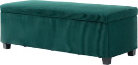 Banco de arrumação para colocar ao pé da cama em veludo canelado com tampa, para sala de estar, quarto, hall de entrada, 112 x 42 x 40 cm, verde