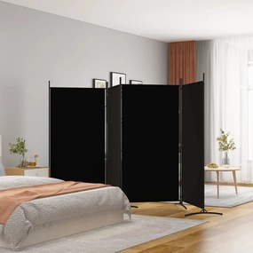 350265 vidaXL Divisória de quarto com 4 painéis 346x180 cm tecido preto