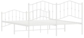 Estrutura de cama com cabeceira e pés 160x200 cm metal branco