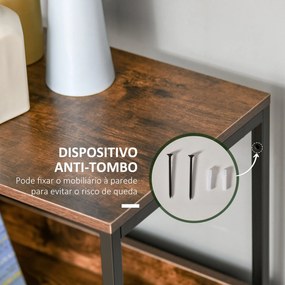 Cómoda com 4 Gavetas Dobráveis e Prateleira Aberta Cómoda com Gavetas de Tecido para Escritório Dormitórios Estilo Industrial Anti-Tombo 58x29x103cm M