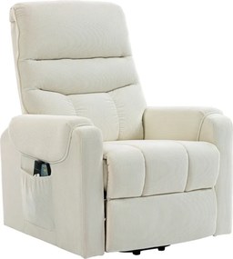 Poltrona Levanta Pessoas com Reclinação Elétrica em até 135° e com 8 Zonas de Massagem 83x92x110 cm Bege