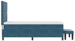 Cama Box com Colchão e Banco Azul Escuro 90x190 cm Veludo