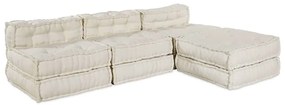 vidaXL Sofá Pouffe Modular da para 4 Pessoas, Converte, Tecido Creme
