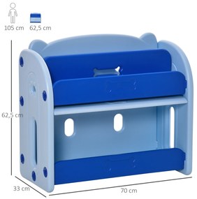 Estante Infantil de Brinquedos e Livros para Crianças com 2 Prateleiras e Caixa de Armazenamento com Tampa Dobrável para Habitação Infantil 70x33x62,5