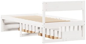 Cama sem colchão 75x190 cm madeira de pinho maciça branco
