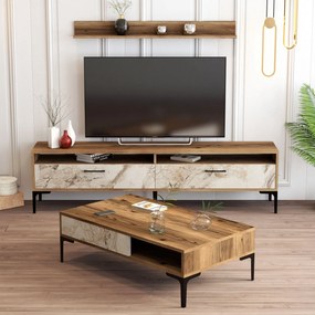 Conjunto de Mobiliário de Sala Istanbul – Nogueira e Branco – Dimensõe