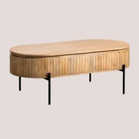 Oval Coffee Table 130x65 Cm In Mango Wood Analis Madeira Natural - Sklum