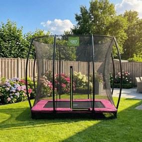 Trampolim retangular de solo Silhouette 153 x 214 cm com rede de segurança - rosa