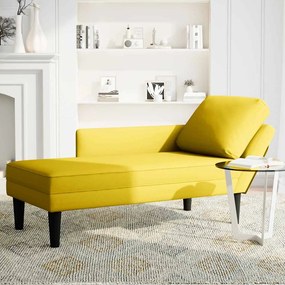 Chaise lounge c/almofada/apoio de braços direito veludo amarelo