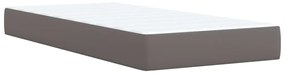 Cama com molas/colchão 100x200 cm couro artificial cinzento