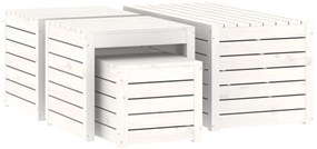 4 pcs conjunto de caixas de jardim pinho maciço branco