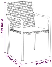 9 pcs conjunto de jantar p/ jardim com almofadões vime PE e aço