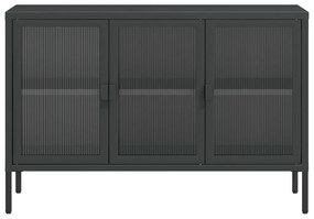 Aparador 105x35x70 cm vidro e aço preto