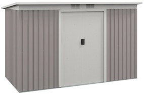 Outsunny Abrigo de Jardim 280x130x172 cm Abrigo de Exterior de Aço Galvanizado com Porta Corredeira e Ventilações Cinza