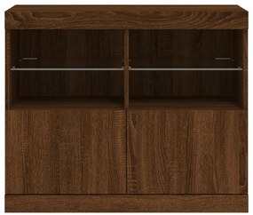 Aparador com luzes LED 81x37x67 cm carvalho castanho
