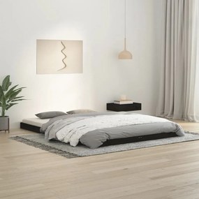 vidaXL Estrutura de cama 140x200 cm madeira de pinho maciça preto