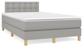 vidaXL Cama box spring c/ colchão e LED 120x190 cm tecido cinza-claro