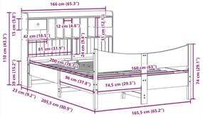 Cama sem colchão 160x200 cm madeira de pinho maciça branco