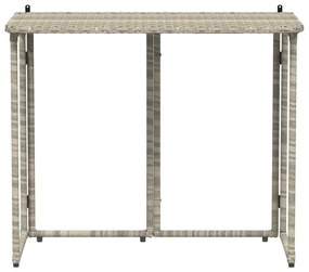 Mesa de jardim dobrável 90x51x75 cm vime PE cinzento-claro