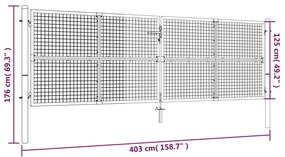 Portão de jardim em rede aço galvanizado 400x175 cm cinzento