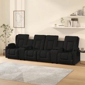 vidaXL Poltrona massagens 4 lug. reclinável sup. copo couro art. preto