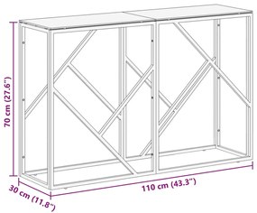 Mesa consola aço inoxidável e vidro temperado prateado