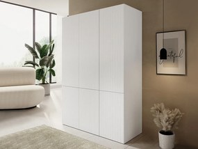 Roupeiro Levmari 114, Branco, 199x135x56cm, Portas para roupeiro: Com dobradiças, Número de prateleiras: 5, Número de prateleiras: 5