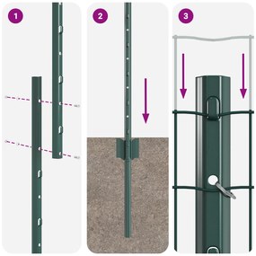 Cerca Euro com 5 Postes Verde 1,6x10 m Aço