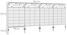 Cercas de Jardim de 4 Painéis 88x110 cm Cercas de Jardim Metálicas Cer