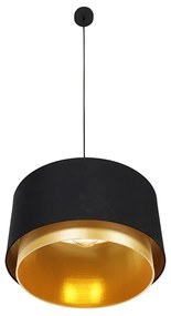 Candeeiro suspenso moderno preto abajur duplo dourado 47cm - COMBI Moderno