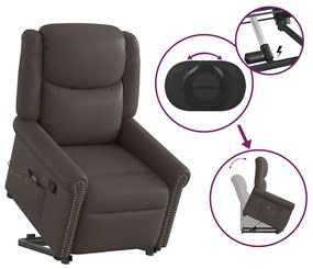 Poltrona massagens reclinável elevatória couro artificial