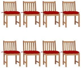 vidaXL Cadeiras de jardim 8 pcs c/ almofadões madeira de teca maciça