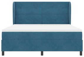 Cama Box com Colchão Azul Escuro 180 x 200 cm em Veludo