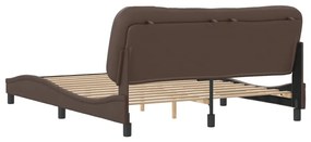 Estrutura cama c/ cabeceira 160x200cm couro artificial castanho