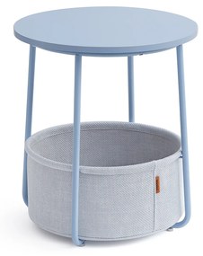 Mesa lateral redonda com cesto de tecido para arrumação. | VASAGLE | 45 x 45 x 51 cm | azul-pó|azul pastel | LET223Q62.