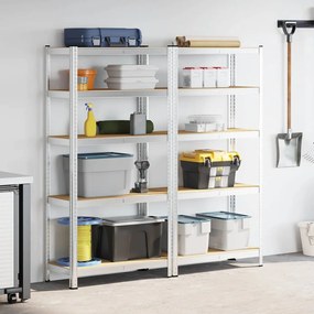 Prateleiras de armazenamento de 5 camadas 2 pcs aço prateado
