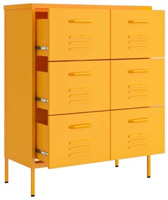 Armário com gavetas aço 80x35x101,5 cm amarelo mostarda
