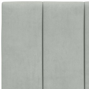 Almofadão de cabeceira 100 cm veludo cinzento-claro