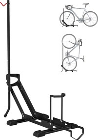 Suporte para bicicletas com altura ajustável, suporte de chão autônomo e dobrável para bicicletas de 20 a 29 polegadas, preto