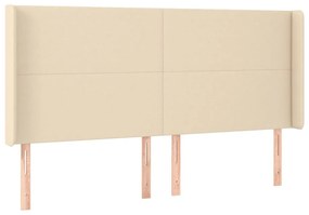 Cama box spring c/ colchão e LED 160x200 cm tecido cor creme