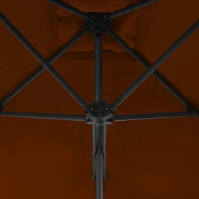 Guarda-sol de jardim com poste de aço 300x230 cm terracota