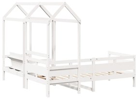 Conj. sofá-cama e banco c/ telhado 90x200cm pinho maciço branco